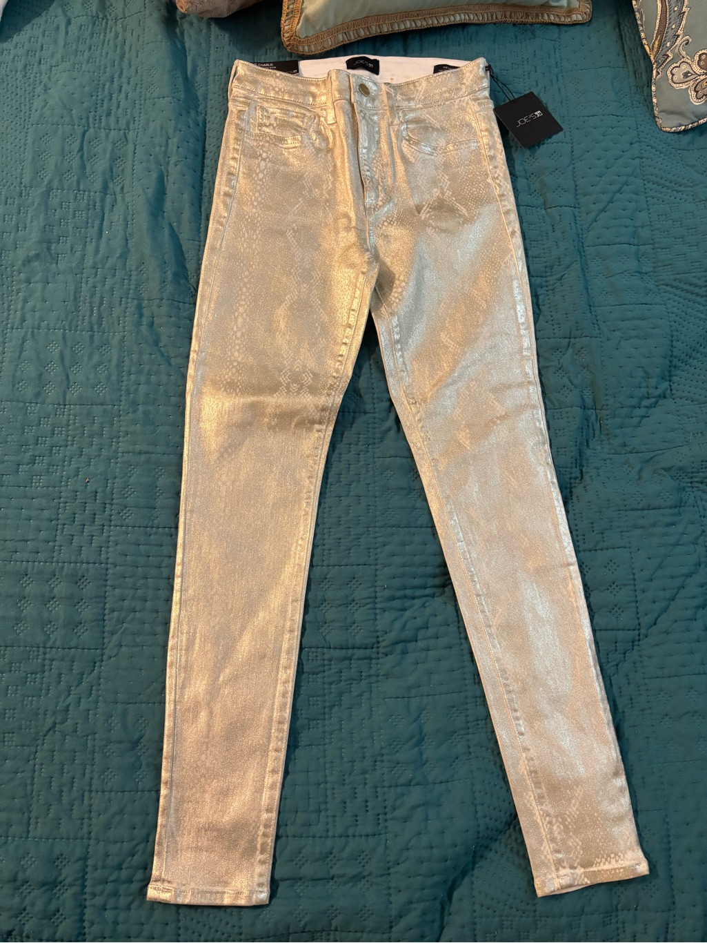 Joe's Jeans Metallic Silver Skinny Jeans Size 27 032